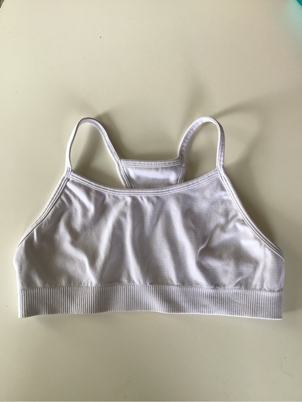 Athleta Girl Sports Bra Size L/12 Dream Crazy Big White Racerback